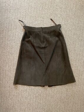 Theory Dark Brown Suede Midi Skirt